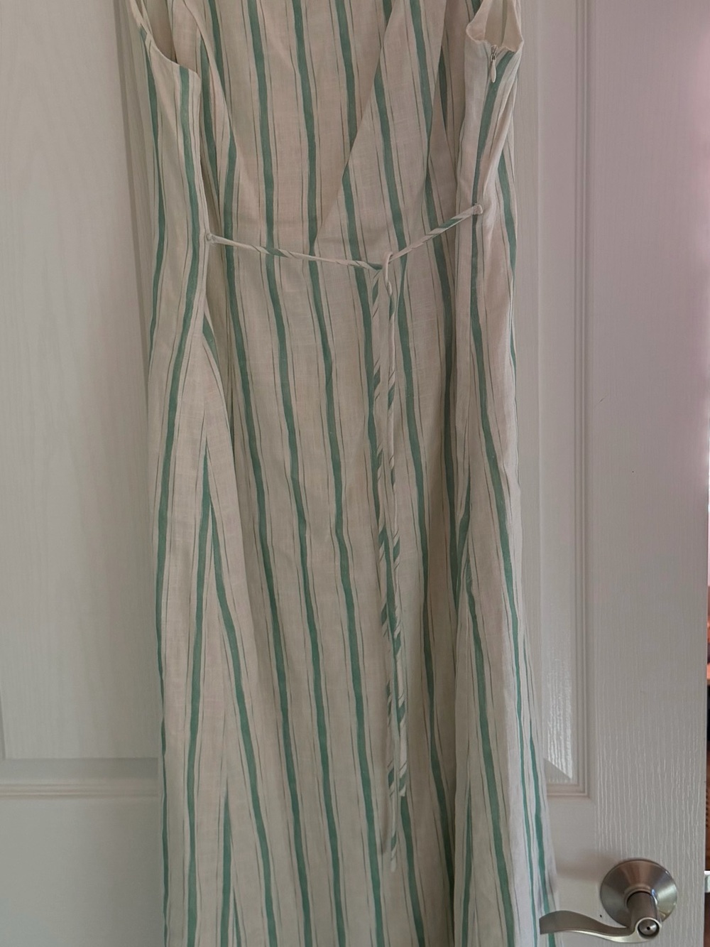 Princess Polly Sage Green and Cream Striped Tunic Top